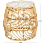 Tavolino d'appoggio in rattan intrecciato a onde fatto a mano: Nessun assemblaggio, uso interno, stile costiero