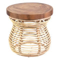 57.0 cm Orinda Side Table with Wood Top Tan: No Assembly, Mango Wood, Rattan Frame