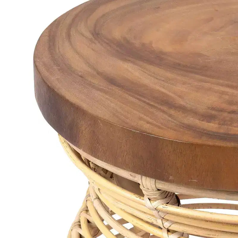57,0 cm Tavolino Orinda con piano in legno Tan: Nessun montaggio, Legno di Mango, Struttura in Rattan