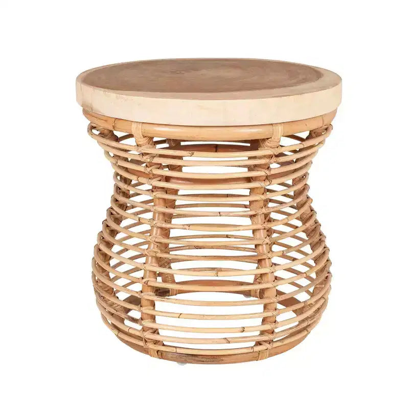 57,0 cm Tavolino Orinda con piano in legno Tan: Nessun montaggio, Legno di Mango, Struttura in Rattan