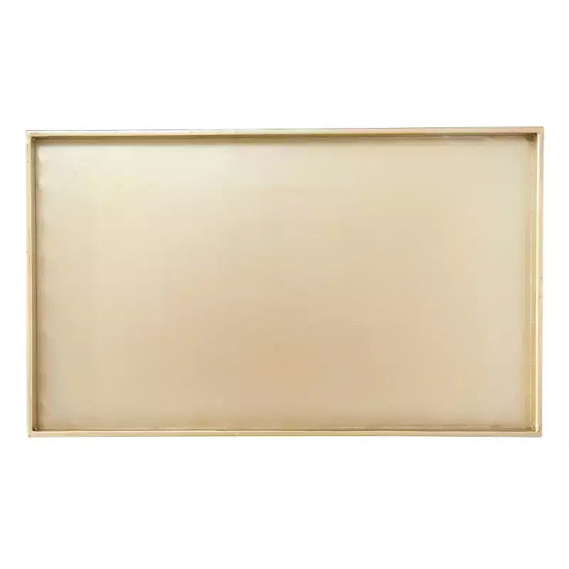Tavolino d'appoggio rettangolare con base a cavalletto in legno e marmo, bianco/noce/oro: elegante complemento d'arredo per il soggiorno