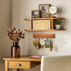 Binario a parete in ottone e legno con clip