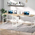 83 Scrivania per computer per due persone con 2 ripiani, postazione di lavoro doppia con libreria, tavolo lungo per ufficio domestico