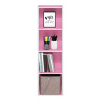 Libreria aperta a 4 ripiani reversibile, scaffale portaoggetti sottile, espositore