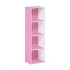 Libreria aperta a 4 ripiani reversibile, scaffale portaoggetti sottile, espositore