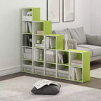 Libreria aperta a 4 ripiani reversibile, scaffale portaoggetti sottile, espositore