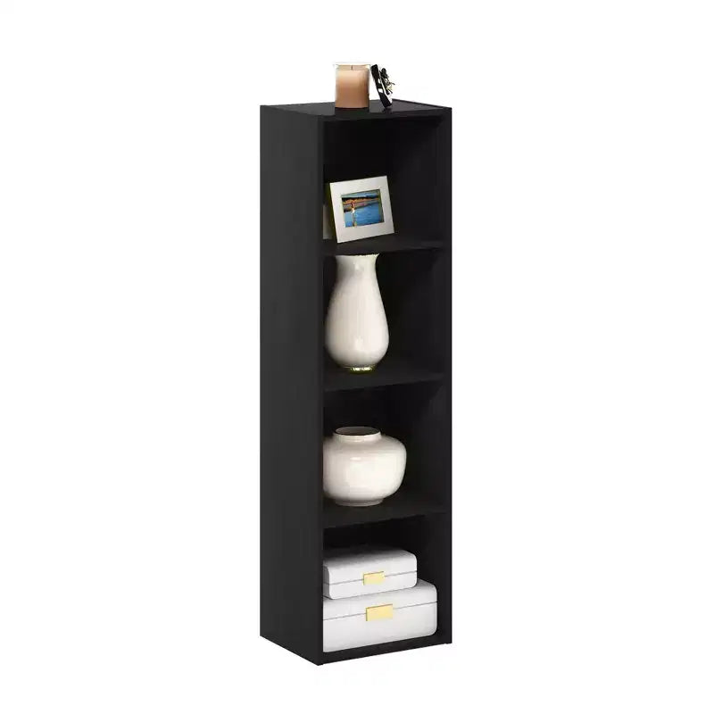 4-Tier Reversible Open Bookshelf Slim Storage Bookcase Display Shelf