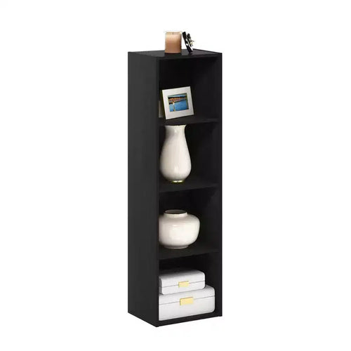 4-Tier Reversible Open Bookshelf Slim Storage Bookcase Display Shelf