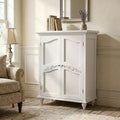 Versailles White Floor Storage Cabinet, Freestanding 2-Door Organizer with Adjustable Shelves