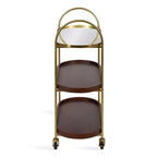 Carrello bar Maxfield ovale in legno, 26x13x36, noce e oro