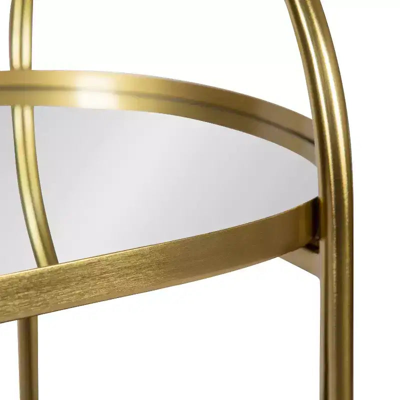 Carrello da bar ovale in legno, 26x13x36, Marrone Noce e Oro