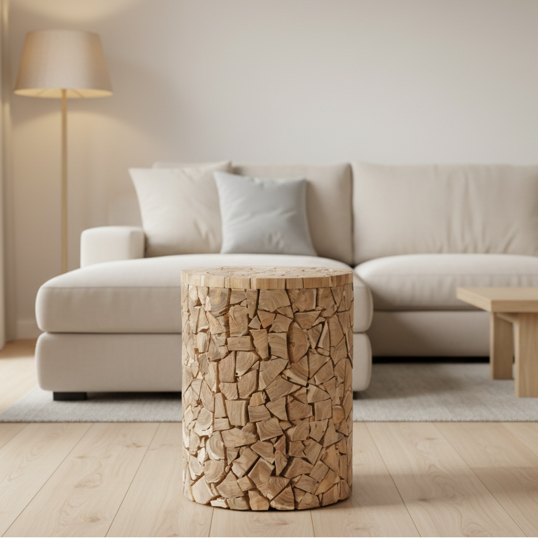 Canyon Round Stool - FOX1000 - Medium Oak - Safavieh Couture