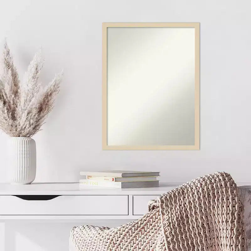 Specchio da parete con cornice in legno senza smusso