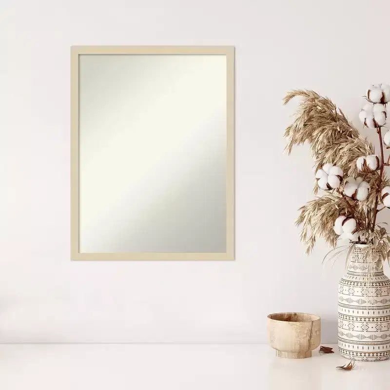 Specchio da parete con cornice in legno senza smusso