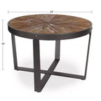 Tavolino da Caffè Rotondo in Metallo, 24x24x15.5, Marrone Rustico e Nero