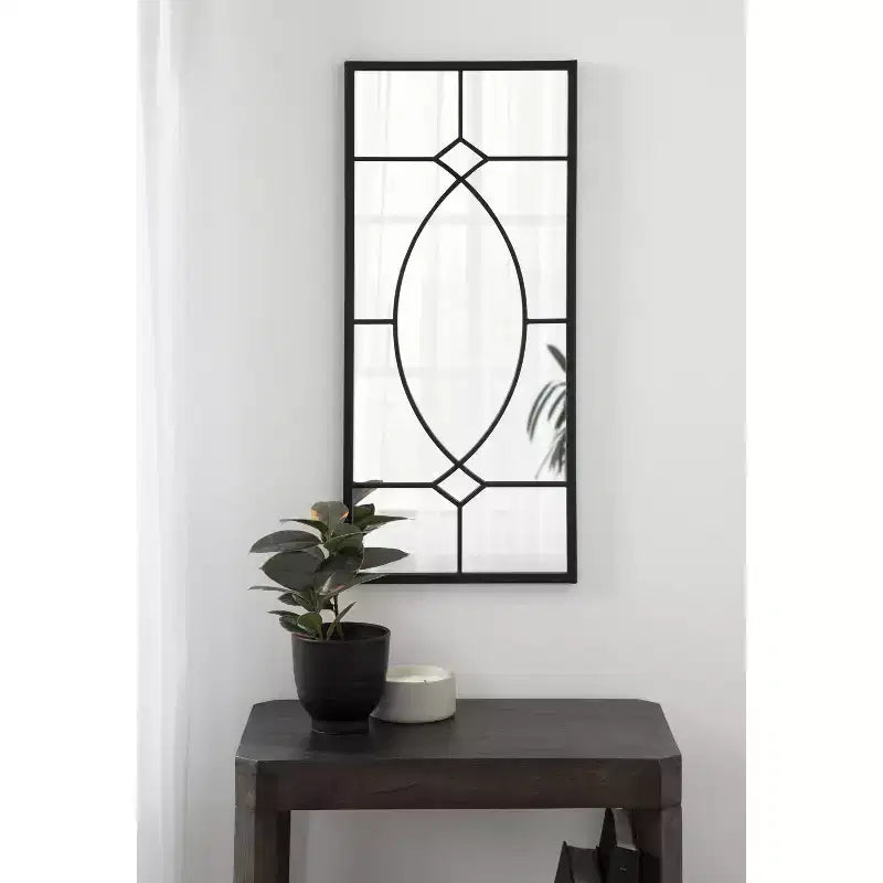 Specchio decorativo rettangolare in metallo, 13x3, nero