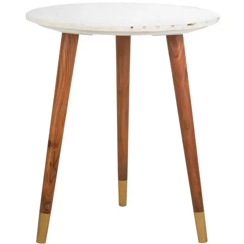 Valerie Marble Accent Table - ACC7202 - White/Brass