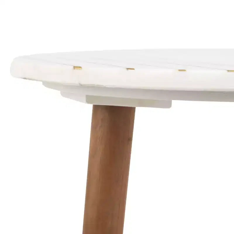 Tavolino d'appoggio in marmo - Bianco/Ottone