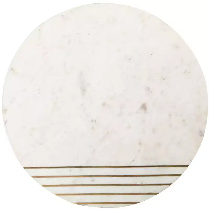 Tavolino d'appoggio in marmo - Bianco/Ottone