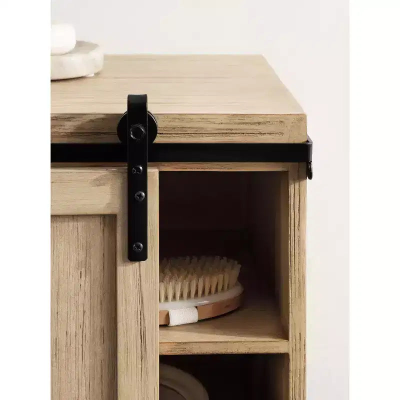 Tavolino sospeso in legno con armadietto