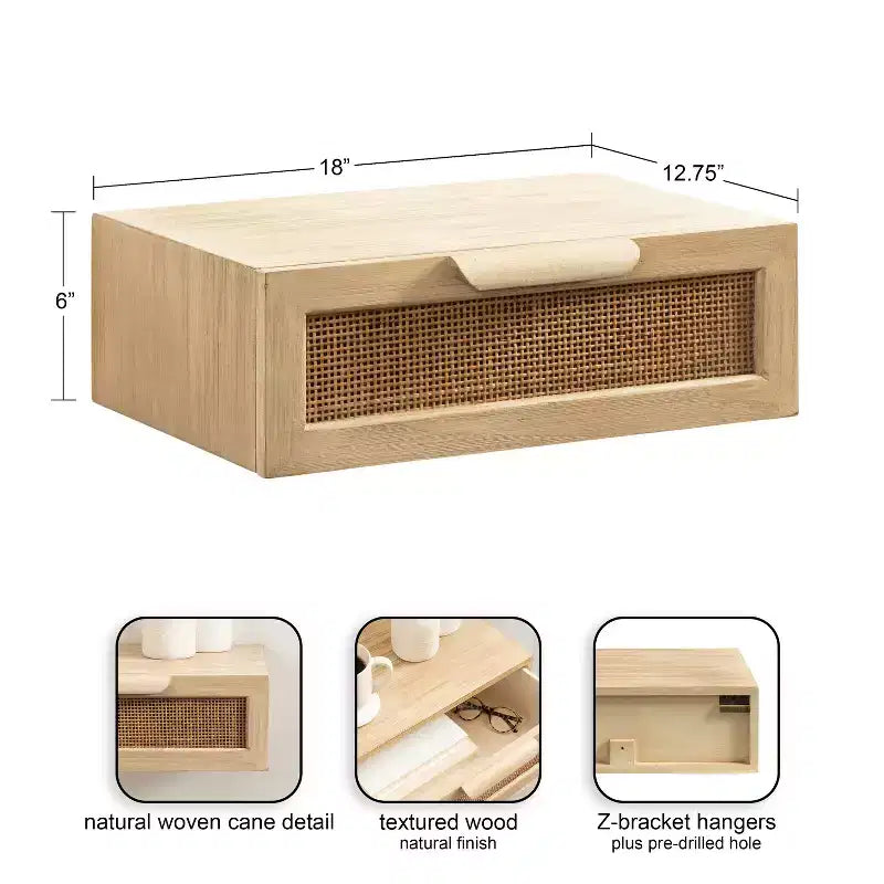 Tavolino sospeso in rattan