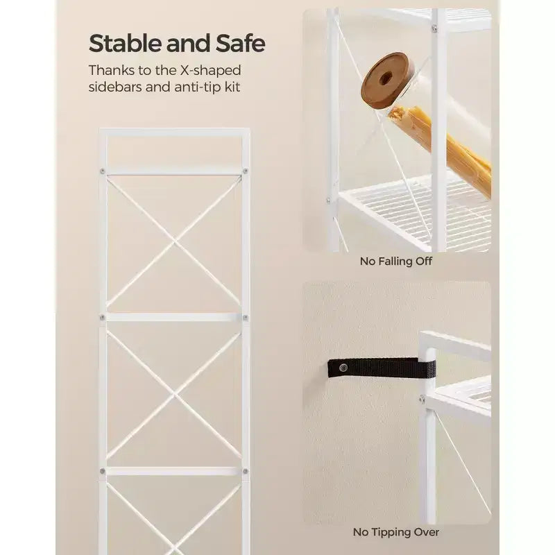 Scaffale portaoggetti a 5 ripiani, scaffalatura e contenitore, portaoggetti da cucina, portaoggetti da garage, scaffale in metallo per ingresso, cucina, soggiorno, nero