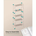 Scaffale portaoggetti a 5 ripiani, scaffalatura e contenitore, portaoggetti da cucina, portaoggetti da garage, scaffale in metallo per ingresso, cucina, soggiorno, nero