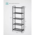 Scaffale portaoggetti a 5 ripiani, scaffalatura e contenitore, portaoggetti da cucina, portaoggetti da garage, scaffale in metallo per ingresso, cucina, soggiorno, nero