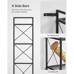 Scaffale portaoggetti a 5 ripiani, scaffalatura e contenitore, portaoggetti da cucina, portaoggetti da garage, scaffale in metallo per ingresso, cucina, soggiorno, nero