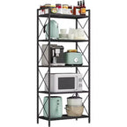 5-Tier Storage Shelf Shelving Unit and Storage Kitchen Storage Garage Storage Metal Shelf for Entryway Kitchen Living Room Black