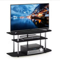 3-Tier No Tools TV Stand Entertainment Center Hold up to 46 TV Black Oak