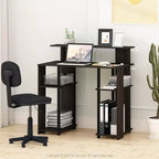 Simple Design Computer Desk Home Office Workstation Study Writing Desk Open Bookcsae with CPU Stand,Walnut