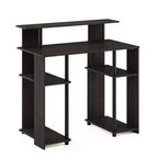 Scrivania per computer dal design semplice, postazione di lavoro per ufficio domestico, scrivania per studio, libreria aperta con supporto CPU, noce