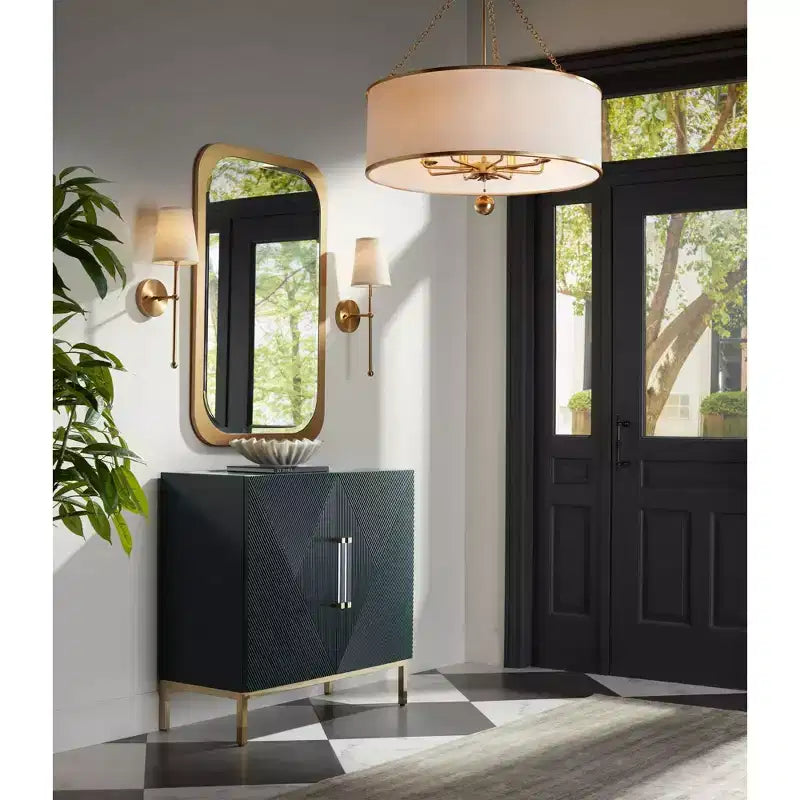 Specchio da Parete Rettangolare da Toilette Moderno, con Bordo Smussato e Cornice Dorata, 71 cm di Larghezza, per Bagno, Camera da Letto, Soggiorno