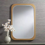 Specchio da Parete Rettangolare da Toilette Moderno, con Bordo Smussato e Cornice Dorata, 71 cm di Larghezza, per Bagno, Camera da Letto, Soggiorno