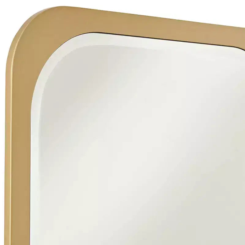 Specchio da Parete Rettangolare da Toilette Moderno, con Bordo Smussato e Cornice Dorata, 71 cm di Larghezza, per Bagno, Camera da Letto, Soggiorno