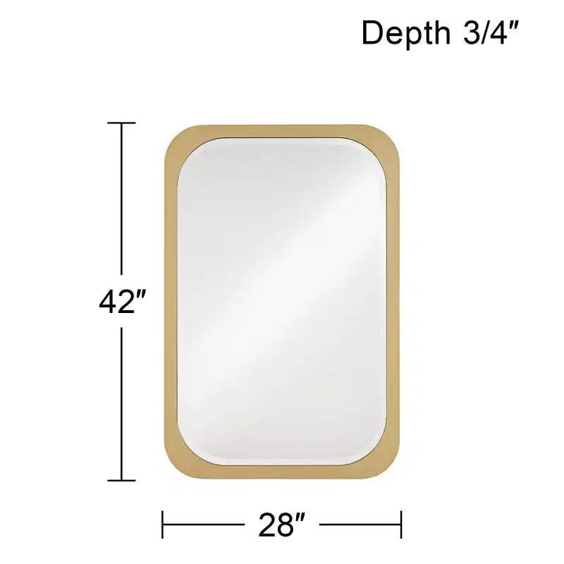 Specchio da Parete Rettangolare da Toilette Moderno, con Bordo Smussato e Cornice Dorata, 71 cm di Larghezza, per Bagno, Camera da Letto, Soggiorno