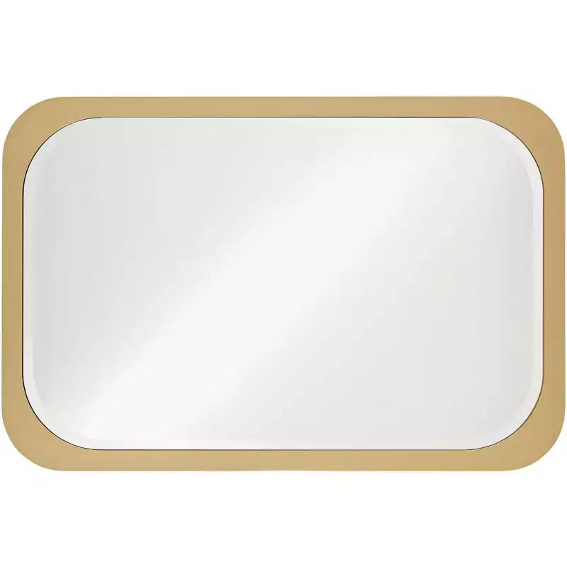 Specchio da Parete Rettangolare da Toilette Moderno, con Bordo Smussato e Cornice Dorata, 71 cm di Larghezza, per Bagno, Camera da Letto, Soggiorno