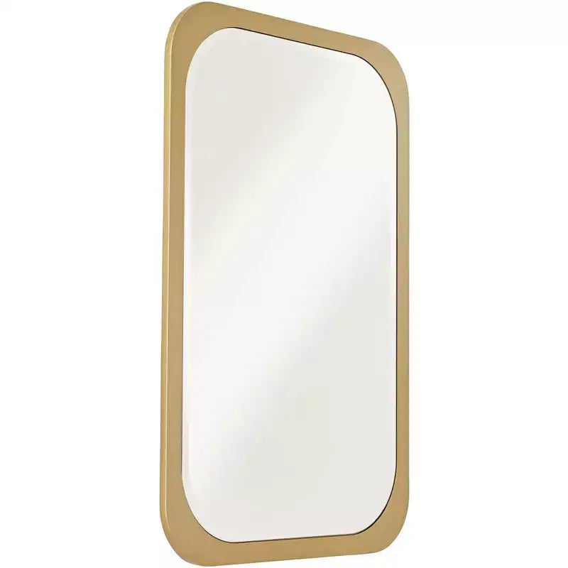 Specchio da Parete Rettangolare da Toilette Moderno, con Bordo Smussato e Cornice Dorata, 71 cm di Larghezza, per Bagno, Camera da Letto, Soggiorno