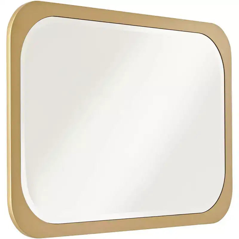 Specchio da Parete Rettangolare da Toilette Moderno, con Bordo Smussato e Cornice Dorata, 71 cm di Larghezza, per Bagno, Camera da Letto, Soggiorno