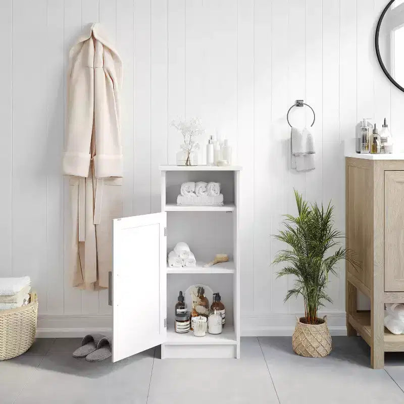 Organizzatore per Mobiletto da Bagno con Anta a Chiusura Magnetica, Ripiano Interno Regolabile e Ripiano Superiore Aperto