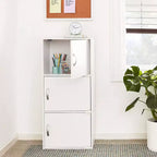 Mobile contenitore multiuso a 3 ante in legno ingegnerizzato resistente per cucina, ufficio, cameretta dei bambini e altra organizzazione domestica