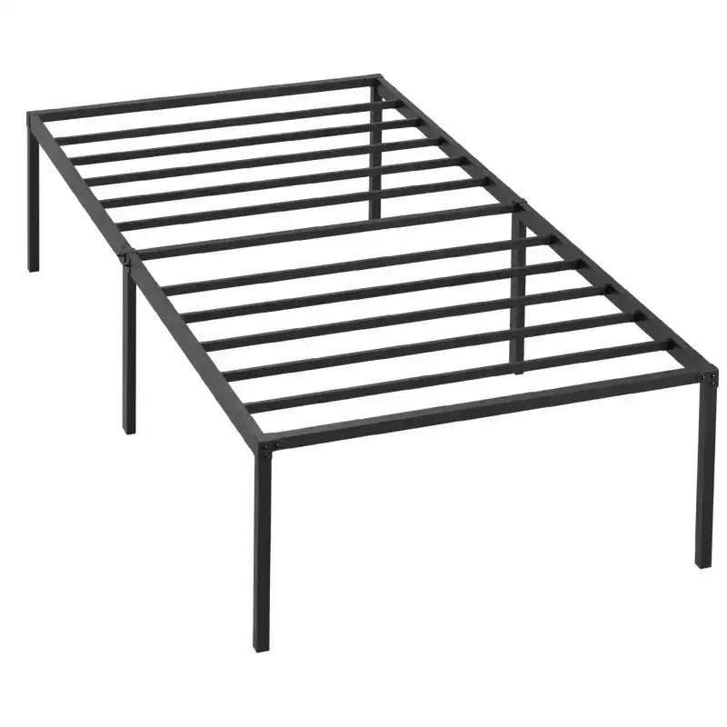 Landdream Letto a piattaforma con struttura in metallo e doghe in acciaio Nero