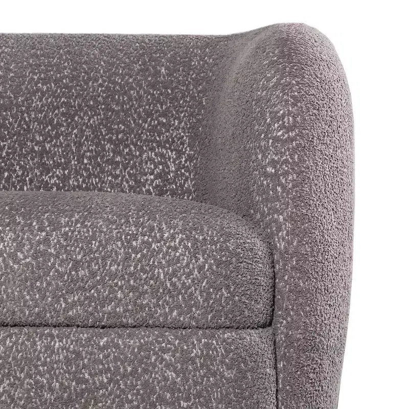 Divano in tessuto bouclé curvo Pinehush Boho da 215,9 cm con cuscini a molle insacchettate