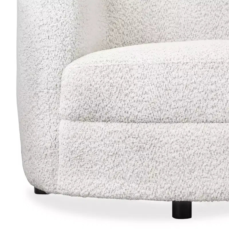 Divano in tessuto bouclé curvo Pinehush Boho da 215,9 cm con cuscini a molle insacchettate
