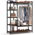 Freestanding Closet Organizer, Heavy Duty Clothes Closet, Portable Garment Rack with 6 Shelves and Hanging rod