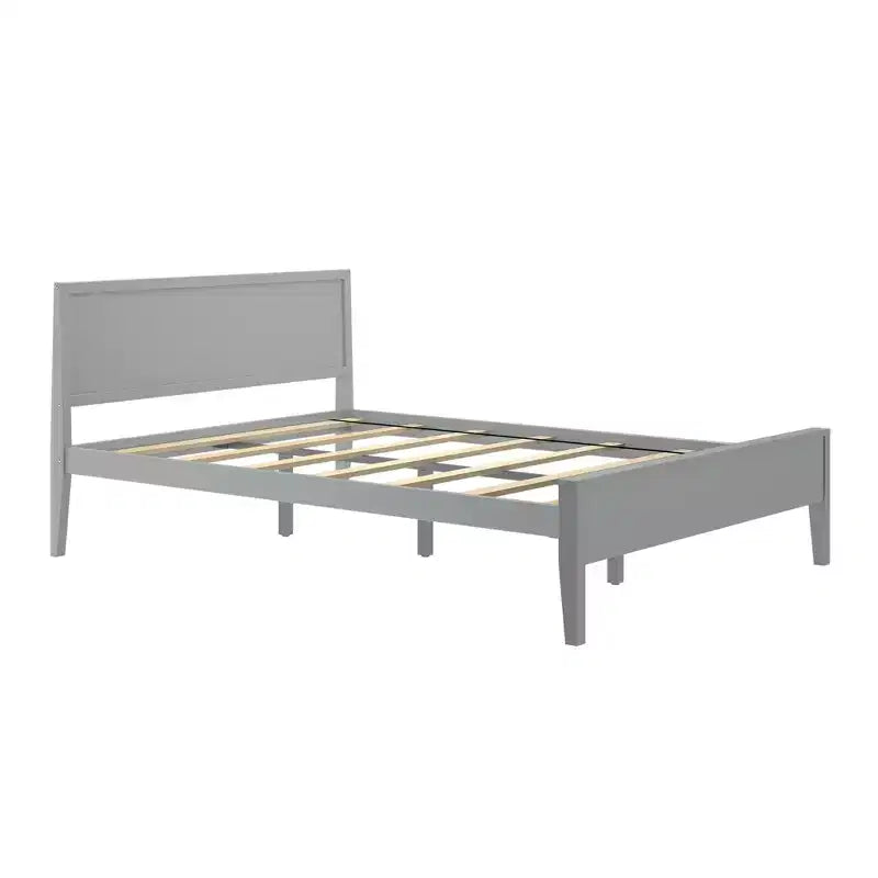 Struttura letto per materasso di circa 152 × 203 cm, letto a piattaforma classico in legno massello con testiera a pannelli per bambini
