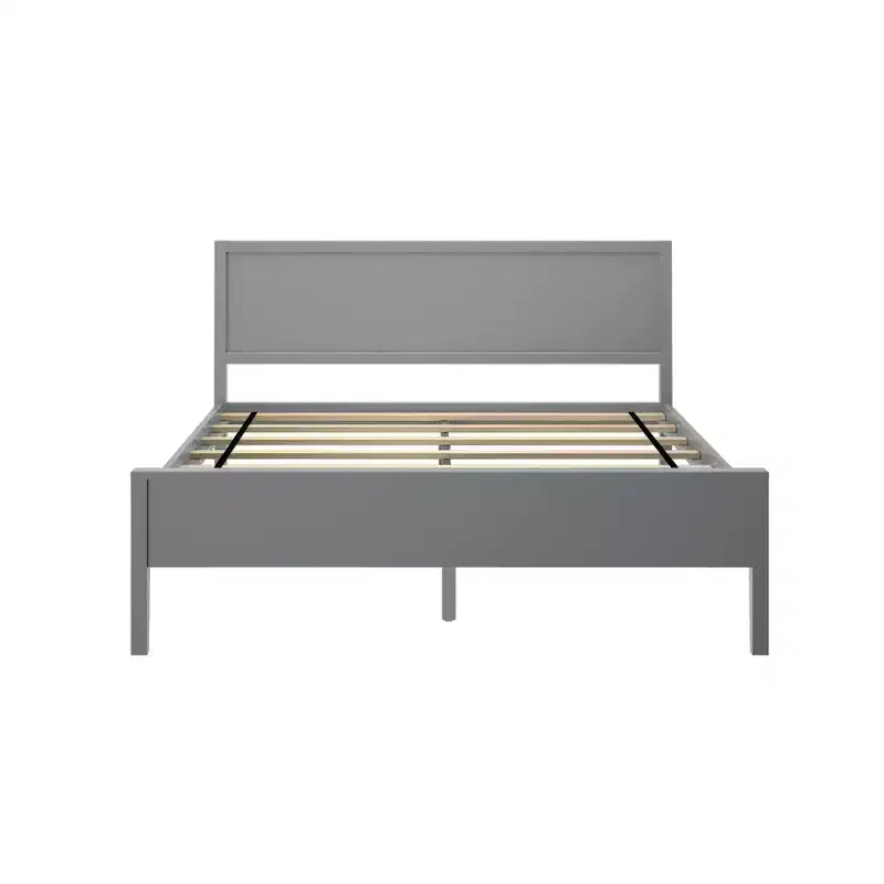 Struttura letto per materasso di circa 152 × 203 cm, letto a piattaforma classico in legno massello con testiera a pannelli per bambini