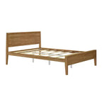 Struttura letto per materasso di circa 152 × 203 cm, letto a piattaforma classico in legno massello con testiera a pannelli per bambini