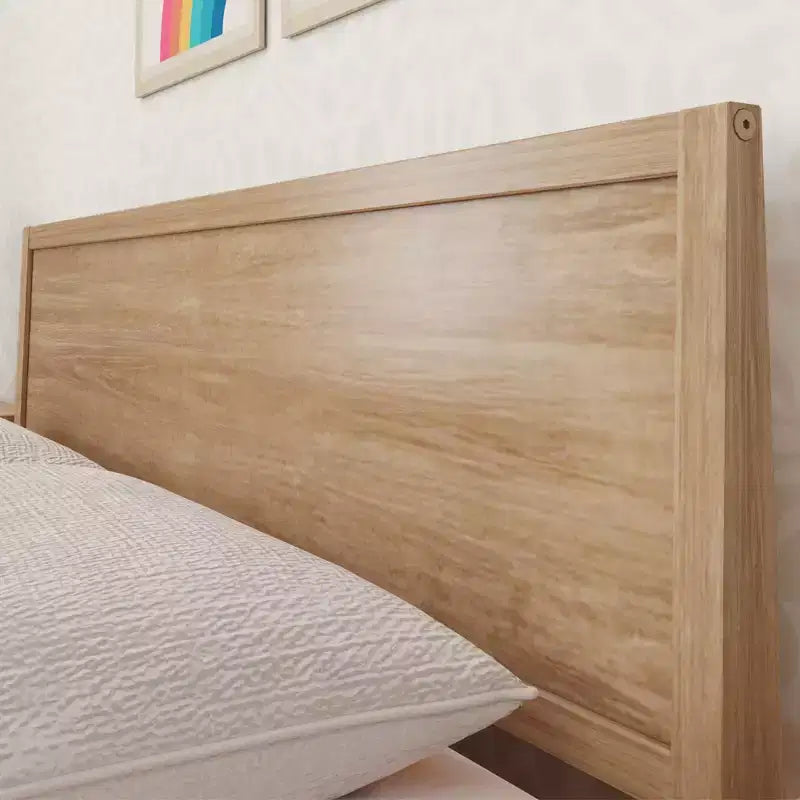 Struttura letto per materasso di circa 152 × 203 cm, letto a piattaforma classico in legno massello con testiera a pannelli per bambini